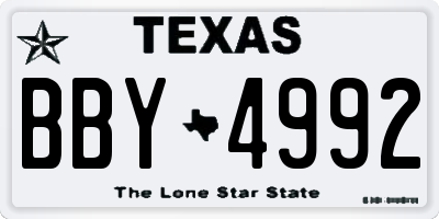 TX license plate BBY4992