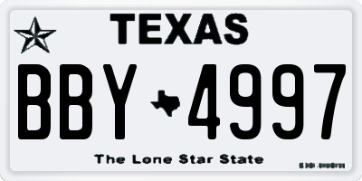 TX license plate BBY4997