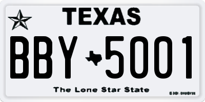 TX license plate BBY5001