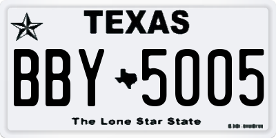 TX license plate BBY5005