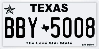 TX license plate BBY5008