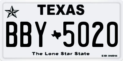 TX license plate BBY5020