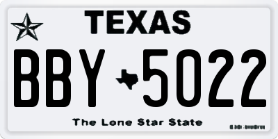 TX license plate BBY5022