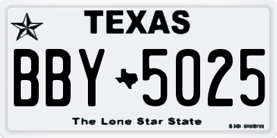 TX license plate BBY5025