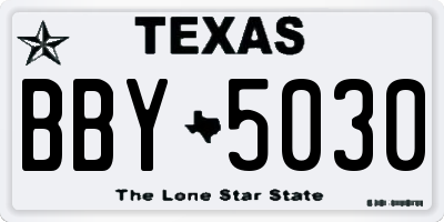 TX license plate BBY5030