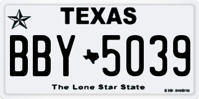 TX license plate BBY5039