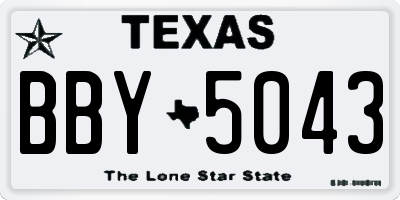 TX license plate BBY5043