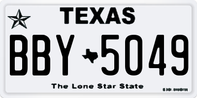 TX license plate BBY5049