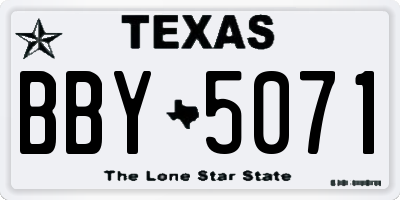 TX license plate BBY5071