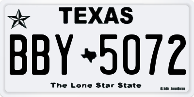 TX license plate BBY5072