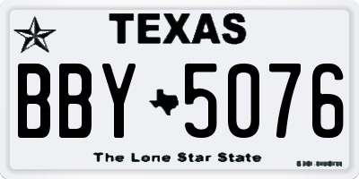 TX license plate BBY5076