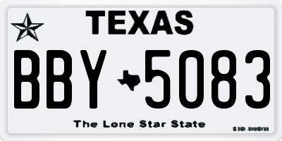 TX license plate BBY5083