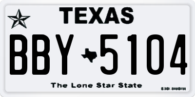 TX license plate BBY5104