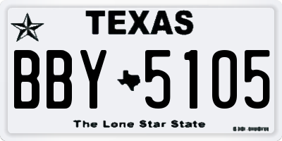 TX license plate BBY5105