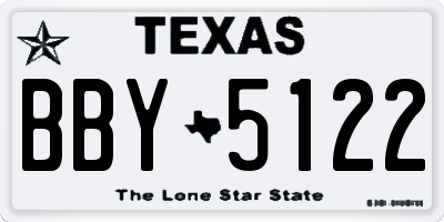 TX license plate BBY5122