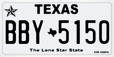 TX license plate BBY5150