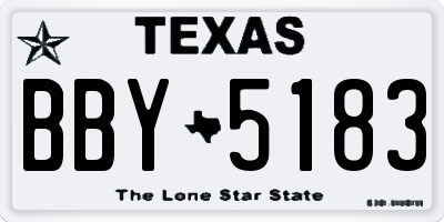 TX license plate BBY5183