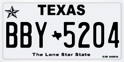 TX license plate BBY5204