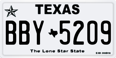 TX license plate BBY5209