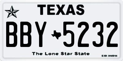 TX license plate BBY5232