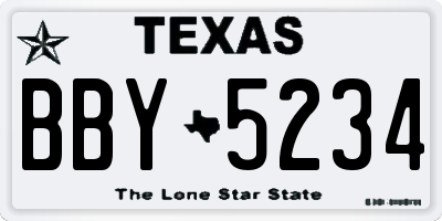 TX license plate BBY5234