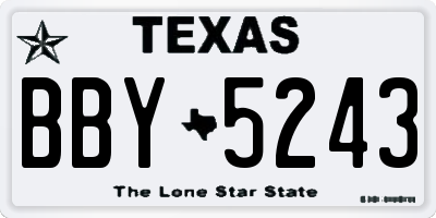 TX license plate BBY5243