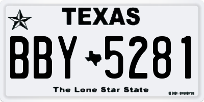 TX license plate BBY5281