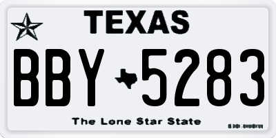 TX license plate BBY5283