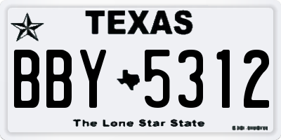 TX license plate BBY5312