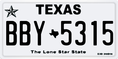 TX license plate BBY5315