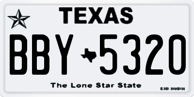 TX license plate BBY5320