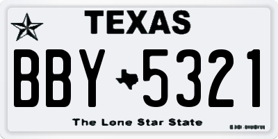 TX license plate BBY5321