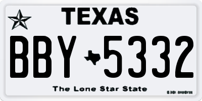TX license plate BBY5332