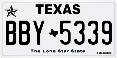 TX license plate BBY5339