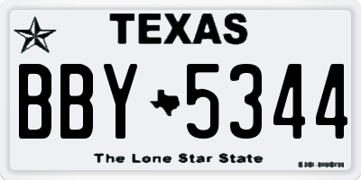 TX license plate BBY5344