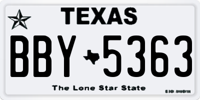 TX license plate BBY5363