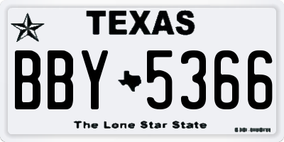 TX license plate BBY5366