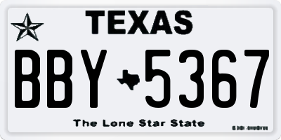 TX license plate BBY5367