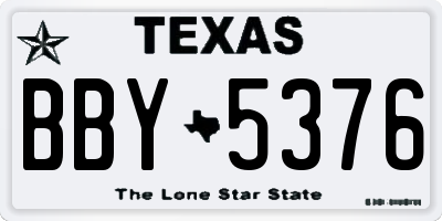 TX license plate BBY5376
