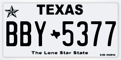TX license plate BBY5377