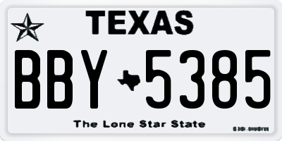 TX license plate BBY5385