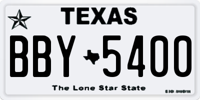 TX license plate BBY5400