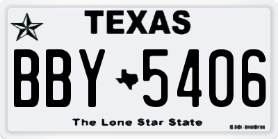 TX license plate BBY5406