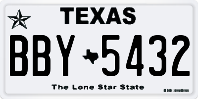 TX license plate BBY5432