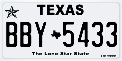 TX license plate BBY5433