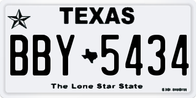 TX license plate BBY5434