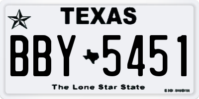 TX license plate BBY5451