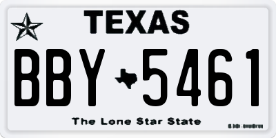TX license plate BBY5461