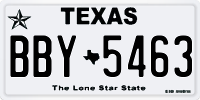 TX license plate BBY5463