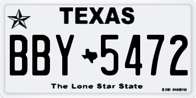 TX license plate BBY5472
